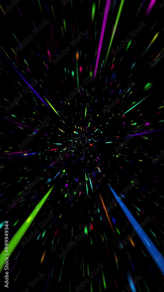 Wall mural vertical rainbow star battle background 4k loop features multicolored rainbow colored lights shootin