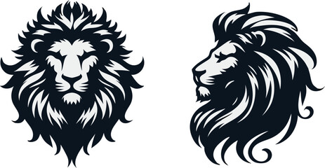 set of lion head  silhouette high regulation vector illustration