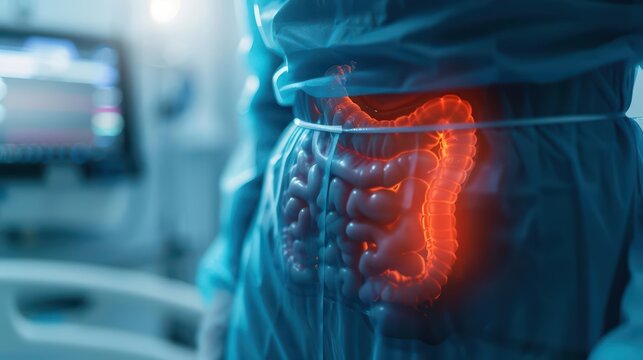 Ulcerative Colitis Concept An image depicts ulcerative colitis affecting the colon