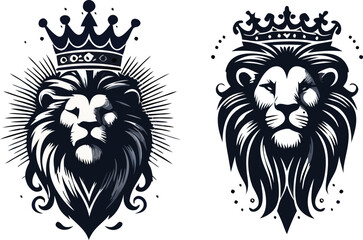 set of lion head  silhouette high regulation vector illustration