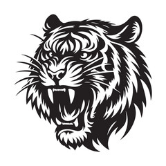 Tiger Head Tattoo. Tiger Head silhouette vector illustration