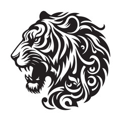 Tiger Head Tattoo. Tiger Head silhouette vector illustration
