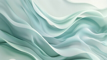 Obraz premium Abstract Wavy Lines in Elegant Soft Pastel Blue and Green Tones