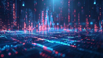 Fototapeta premium Digital technology big data business finance and investment with innovative futuristic technology background.