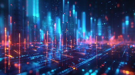 Obraz premium Digital technology big data business finance and investment with innovative futuristic technology background.