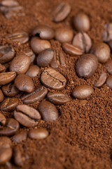 natural ground and roasted coffee for making a drink