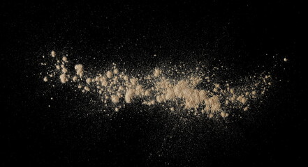 Peruvian black maca organic powder isolated, top view