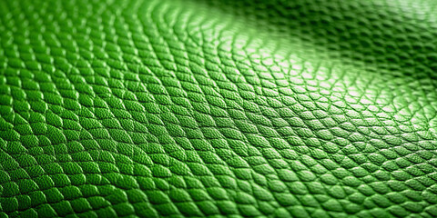 Close-up of a luxurious green leather texture with subtle grain and fine stitching, showcasing a rich, vibrant hue and elegant, sophisticated style.