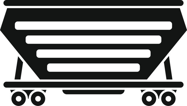 recommend clip art: Black silhouette of an empty open top hopper car standing on rails used for mass transportation of various loose bulk cargo