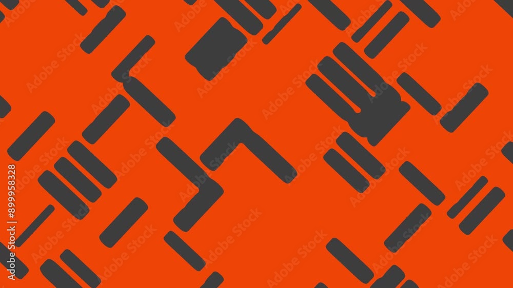 Poster orange and black abstract animation with dynamic overlapping rectangles, creating a bold and energet