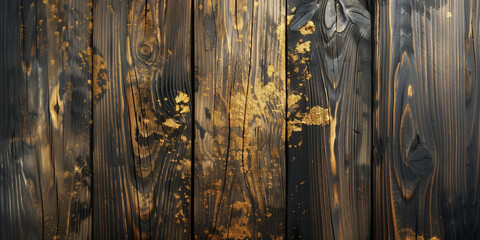 Golden wood surface texture pattern. Yellow gold and dark wood texture background. Luxury risch style wallpaper. Digital artistic artwork raster bitmap illustration. Boho style design. AI artwork.