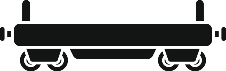 Obraz premium Black silhouette of an empty train platform waggon waiting for cargo loading at a station