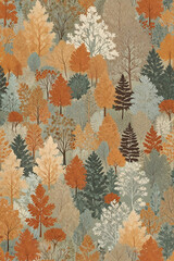 pattern autumn trees in the forest, colorful fall background or wallpaper