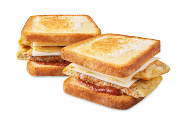 Asian street sandwich with omelette on a white isolated background