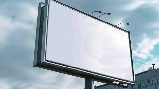 An empty huge poster mockup on the roof of a mall; 