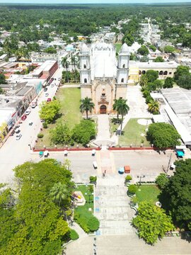 aerial view of cathedral of Peto, yucatan, mexico