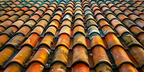 Fototapeta premium Authentic Spanish style ceramic roof tiles, Authentic, style, Spanish
