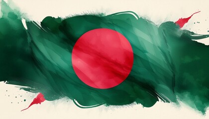 Bangladesh flag watercolor background with copy space