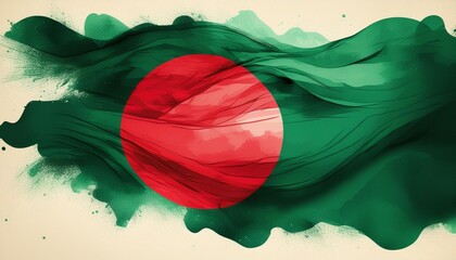 Bangladesh flag watercolor background with copy space