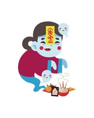 cartoon spirit in chinese hungry ghost festival