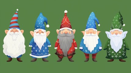 Obraz premium Funny cartoon dwarfs on a white background