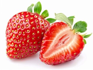 ripe strawberries on a white background