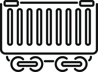 Freight train wagon delivering goods using railway system icon