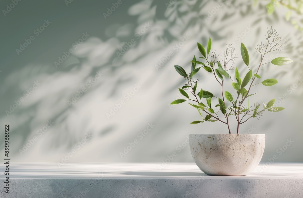 Canvas Prints minimalist bowl display with flowers and sunlight