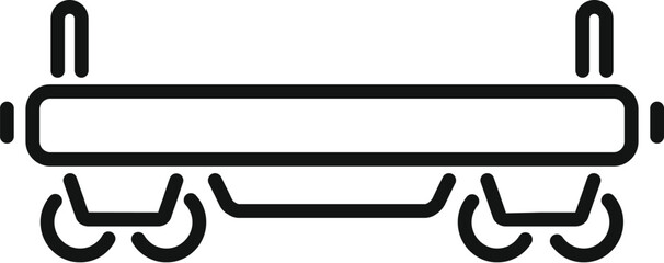 Empty railroad platform with wheels waiting for train to arrive line icon, transport concept