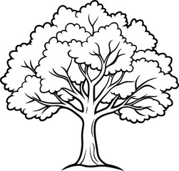 Silhouette of Oak Tree on white background eps 10