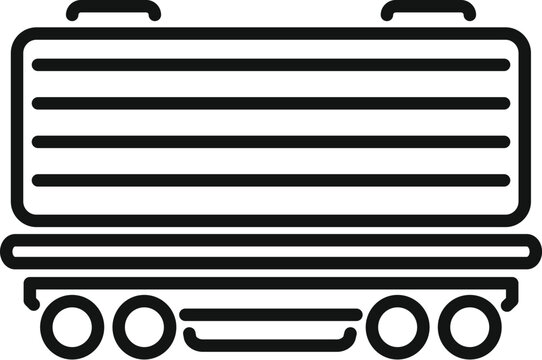 recommend clip art: Simple outline icon representing a cargo wagon transporting goods on railway tracks