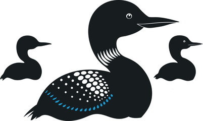  loon silhouette vector illustration on white back ground 