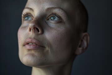 Obraz premium Power portraits of cancer patient. Oncology. Breast cancer. Chemotherapy