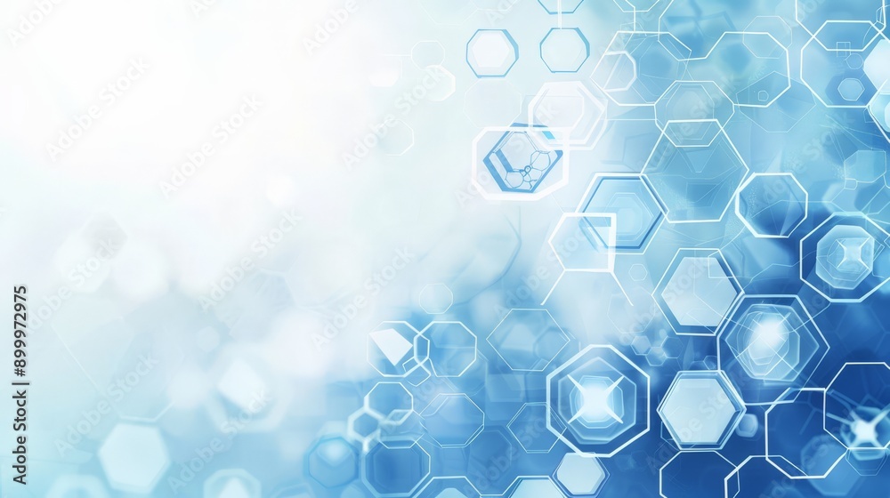Poster abstract blue and white medical background with geometric hexagonal patterns. ideal for representing