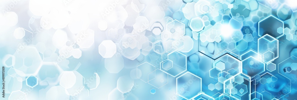 Poster abstract medical background with light blue hexagonal shapes and a clean white gradient. ideal for m