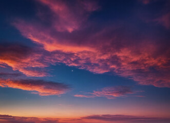 Fototapeta premium Stimmungsvolle Abenddämmerung mit sanften Violett- und Blautönen, durchsetzt von Wolken, die eine beruhigende und kontemplative Atmosphäre schaffen