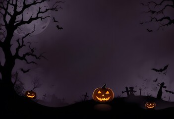 Halloween 3D background with pumpkins and space for text