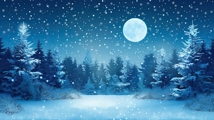 Fototapeta premium Winter night landscape snowy forest and fir branches serene and tranquil scene quiet and peaceful winter setting frosty and crisp atmosphere beautiful and pristine snow-covered trees calm
