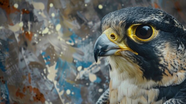 Close up view of a stunning peregrine falcon
