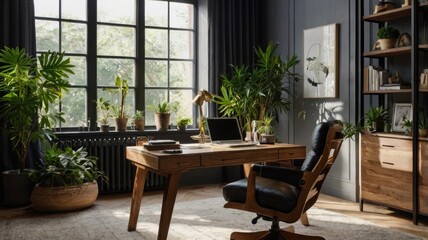 Fototapeta premium Modern home Office. Remote Work. Work from Home.