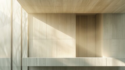 Obraz premium Sunlight illuminating modern minimalist architectural detail