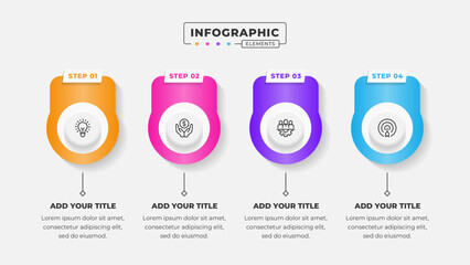 Vector business process infographic design template with 4 steps or options