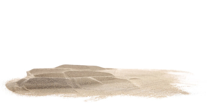  Pile desert sand dune isolated on white background, clipping path