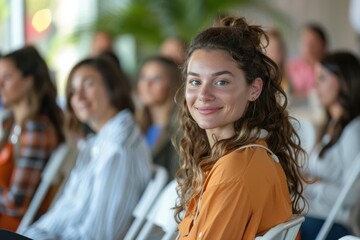 Realistic mental health awareness event with speakers and audience high-definition clarity