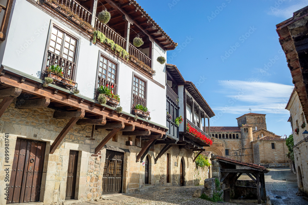 Canvas Prints typical medieval street in the town of santillana del mar, cantabria, spain, a historic city and dec