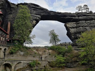 Pravcicka Brana a stunning sandstone arch and one of the largest natural rock formations in Europe,...