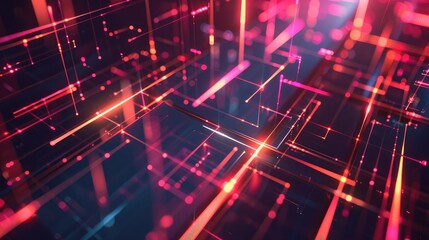 Fototapeta premium Futuristic 3D background with glowing lines and geometric shapes, evoking a sense of innovation.