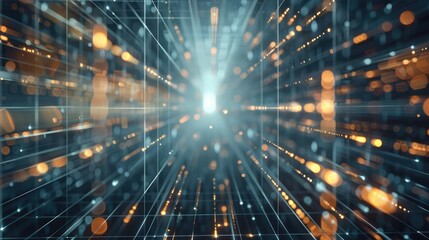 Fototapeta premium dynamic light effects and geometric patterns, illustrating digital evolution