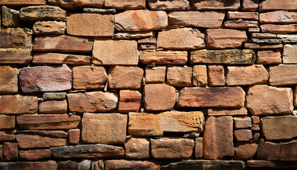 Fototapeta premium Old, natural sandstone wall as a backdrop. 