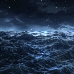 Fototapeta premium Abstract depiction of a calm starry night sky and waves 